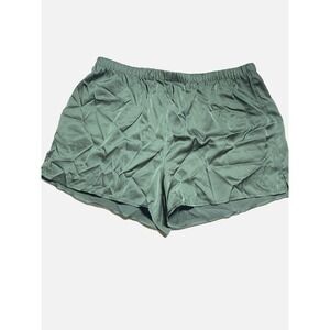 Stars Above Pajama Shorts Women XS Green Satin Silky Sleepwear Loungewear